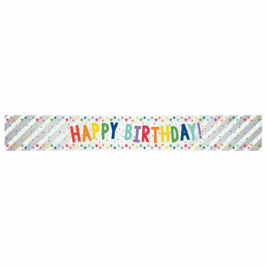 Banner Happy Birthday Multi-Coloured Foil 2.7m