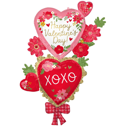 Giant Multi-Balloon Happy Valentine's Day Floral & XOXO P70