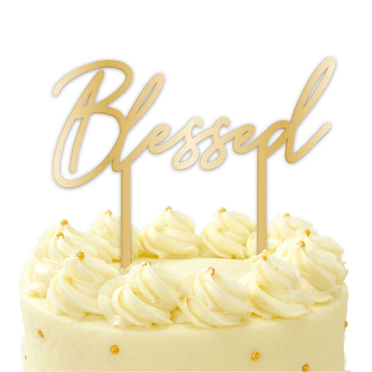 Botanical Celebration Blessed Cake Topper Pick Acrylic