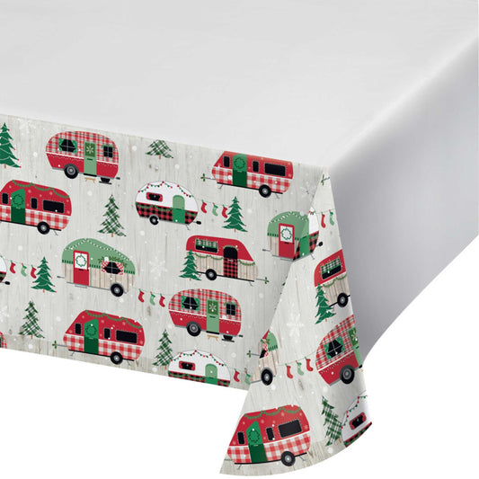 Christmas Campers Tablecover Border Print Paper 137cm x 259cm