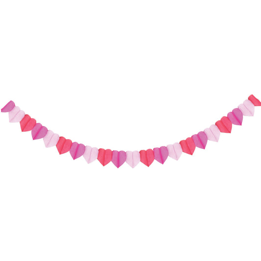Hearts Tissue Paper Banner Pinks