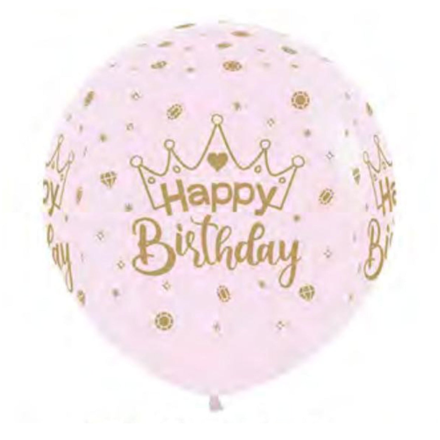 Sempertex 60cm Happy Birthday Crowns Pastel Matte Pink Latex Balloons, 3PK
