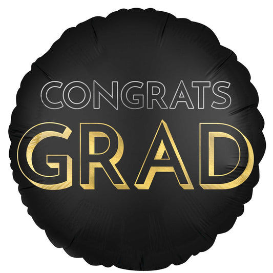 Jumbo HX Congrats Grad Celebrate Black & Gold Satin P32