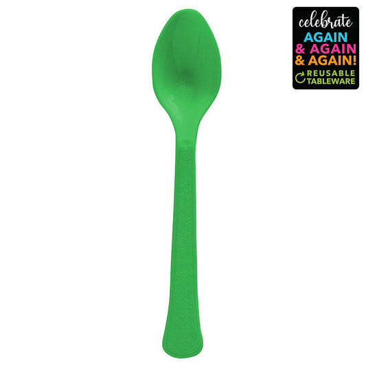 Premium Spoons 20 Pack Festive Green - Extra Heavy Weight