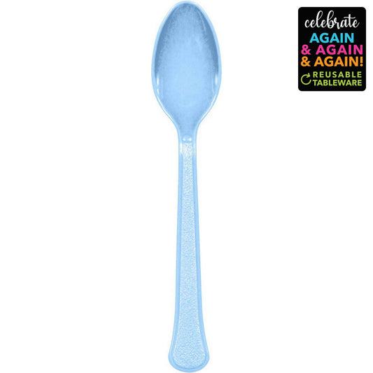 Premium Spoons 20 Pack Pastel Blue - Extra Heavy Weight
