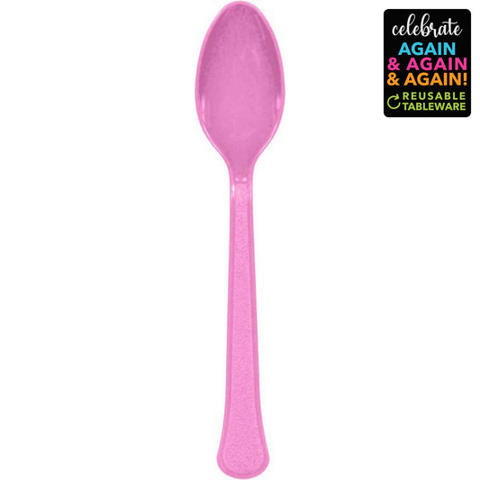 Premium Spoons 20 Pack New Pink - Extra Heavy Weight