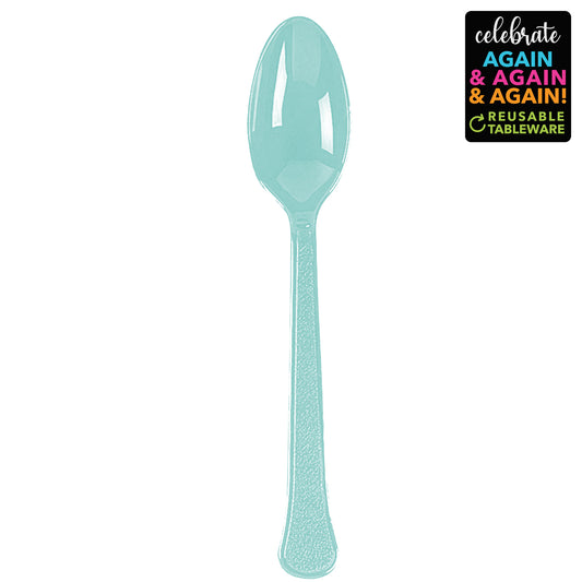 Premium Spoons 20 Pack Robin's Egg Blue - Extra Heavy Weight