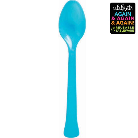 Premium Spoons 20 Pack Caribbean Blue - Extra Heavy Weight