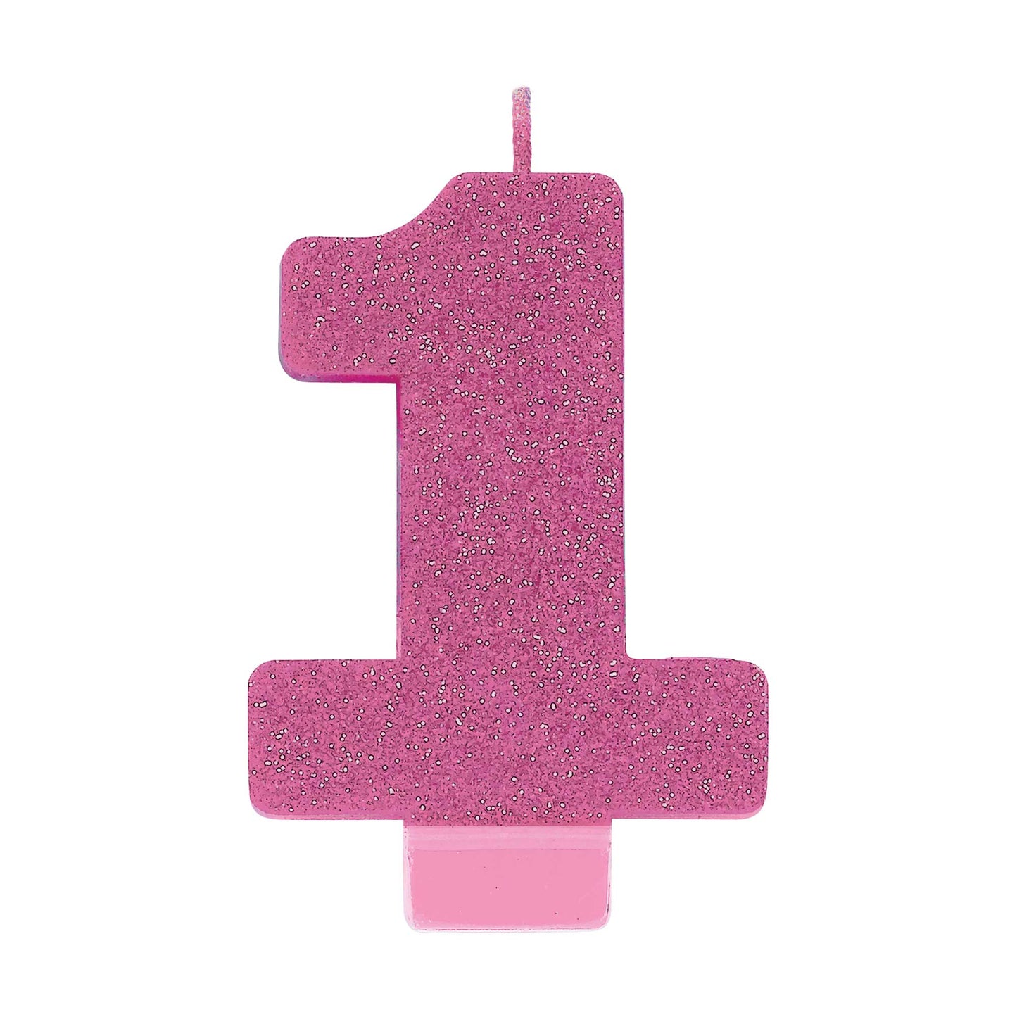 Candle Numeral Glitter Pink #1