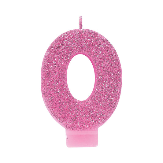 Candle Numeral Glitter Pink #0