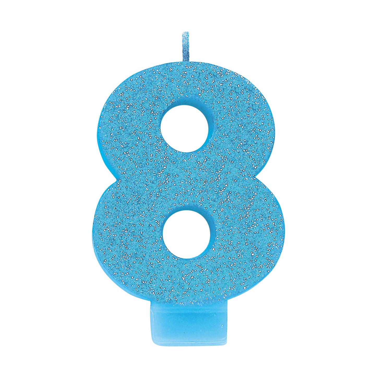Candle Numeral Glitter Blue #8