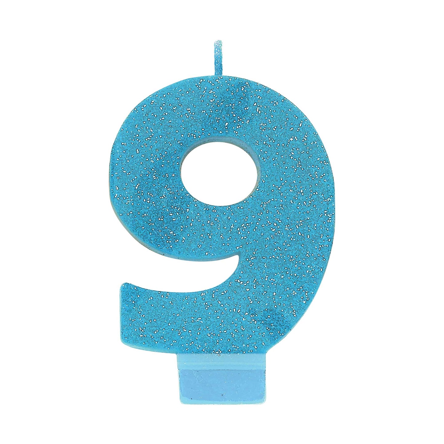 Candle Numeral Glitter Blue #9