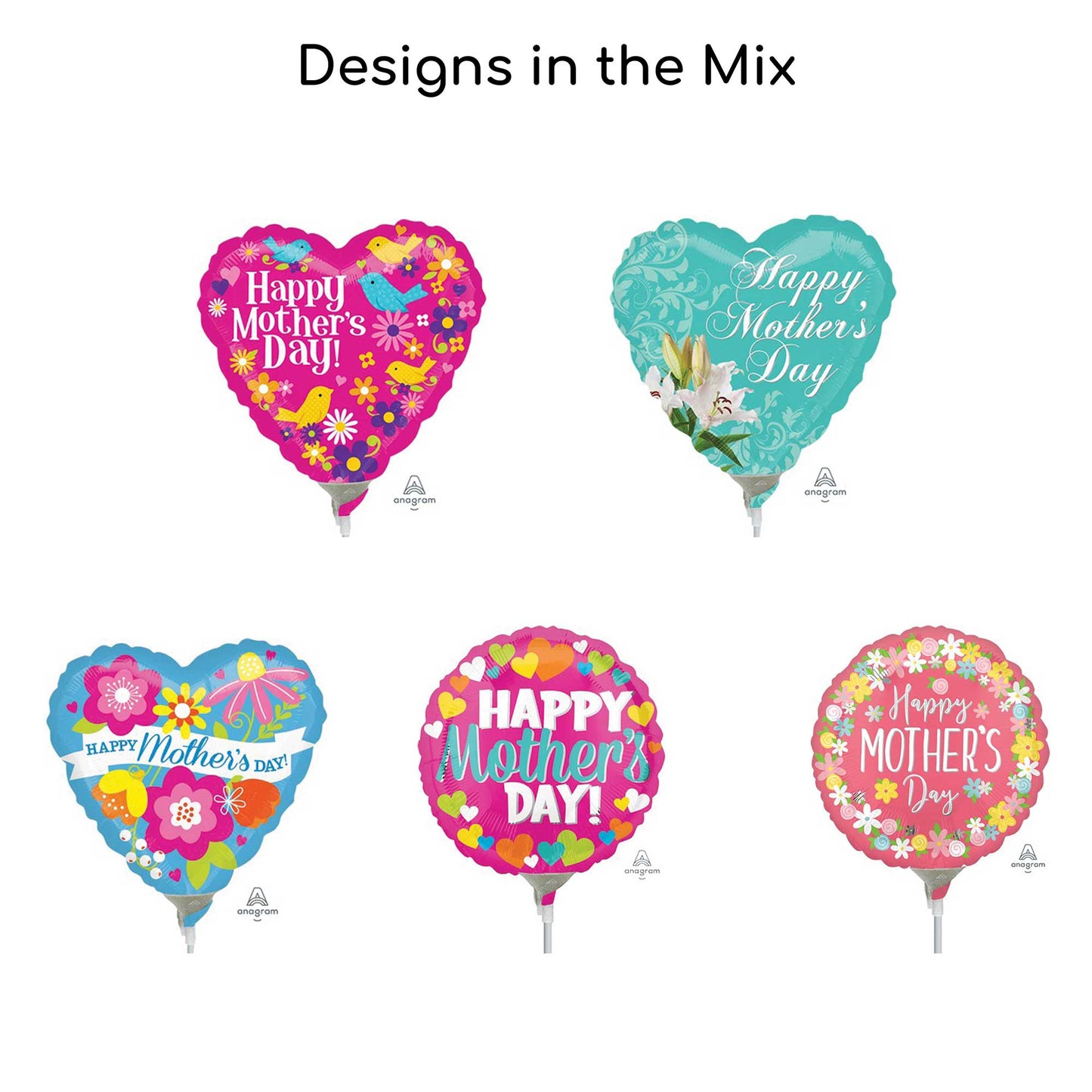 22cm Happy Mother's Day Balloon Mix 2 (25 balloons)