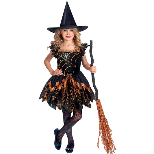 Costume Spooky Spider Witch Girls 6-8 Years