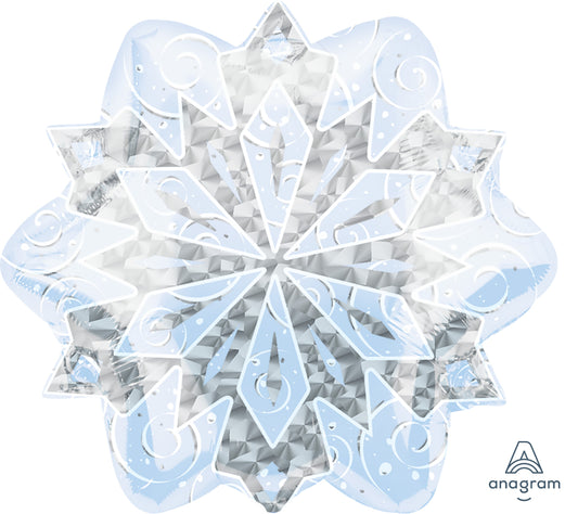 Junior Shape Holographic White & Silver Christmas Snowflake S80