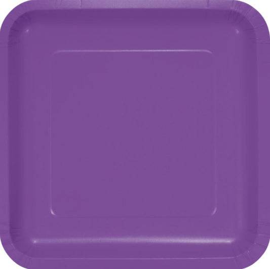 Amethyst Purple Square Dinner Plates Paper 23cm
