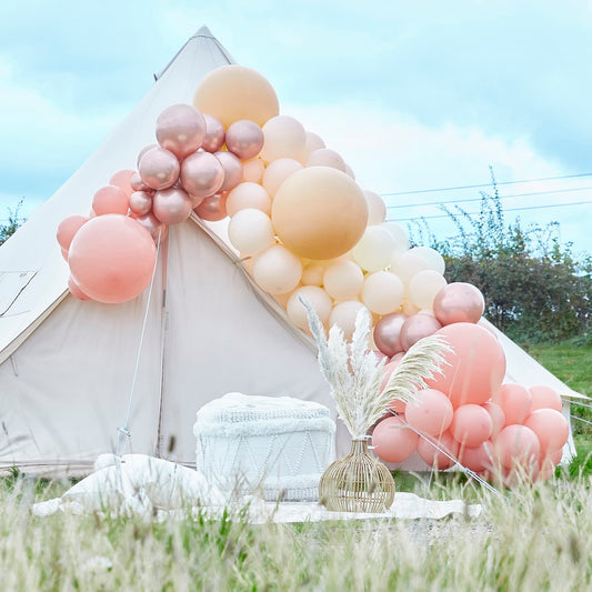 Balloon Arch Large Rose Gold Chrome & Nude