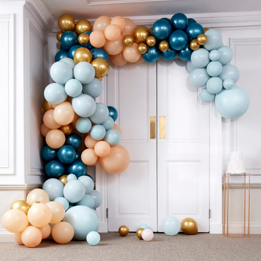 Balloon Arch Large Greens & Gold Chrome