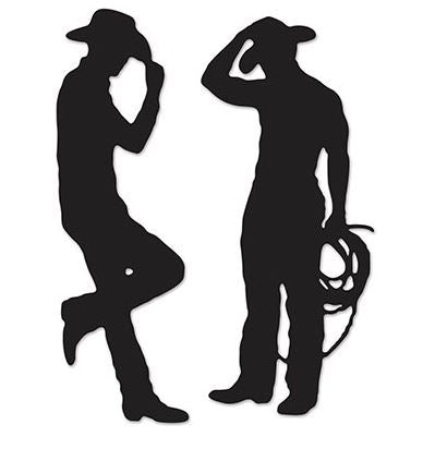 Western Cowboys Black Silhouettes Cutouts