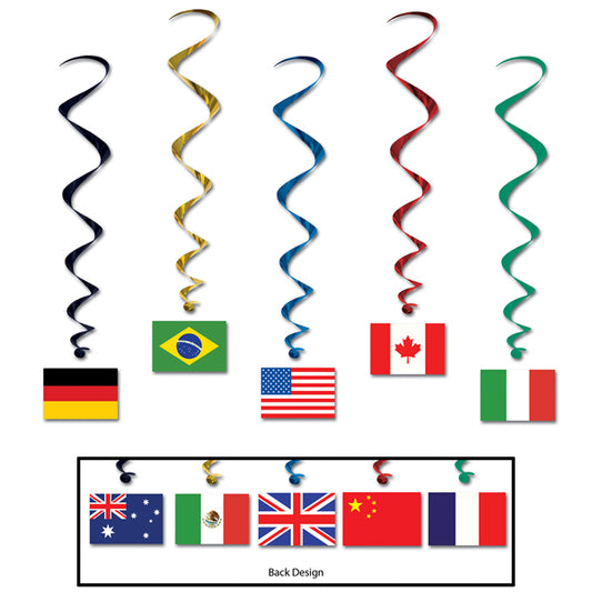 International Flags Hanging Decoration Whirls