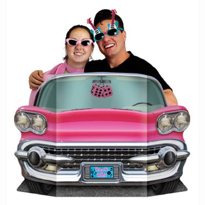 50's Rock & Roll Pink Convertible Car Photo Prop