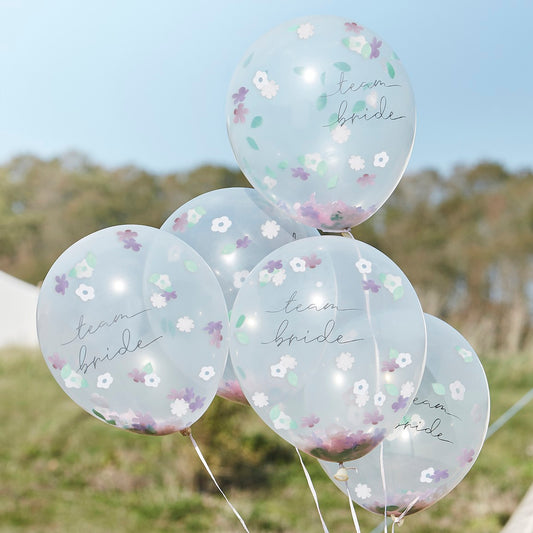 Boho Bride Balloons Flower Confetti Filled 30cm Team Bride