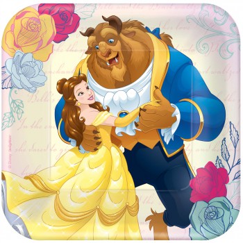 Beauty and the Beast 17cm Square Paper Plates