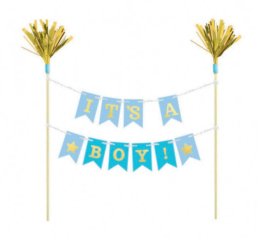 Cake Pick It's a Boy - Wood with Paper & Foil