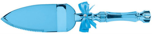 Cake Server Blue - Electroplated Plastic with Bow & Gem
