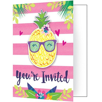 Pineapple N Friends Invitations Foldover Style 10cm x 12cm
