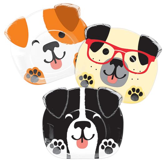 Dog Party Dinner Shaped Plates Paper 22cm Assorted Designs