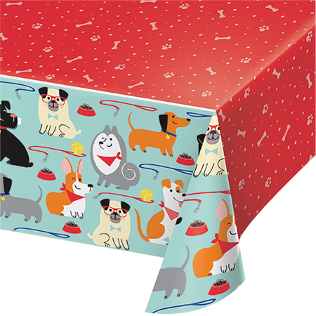 Dog Party Tablecover Plastic All Over Print 137cm x 259cm