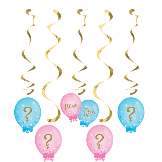 Gender Reveal Balloons Dizzy Danglers Hanging Swirls