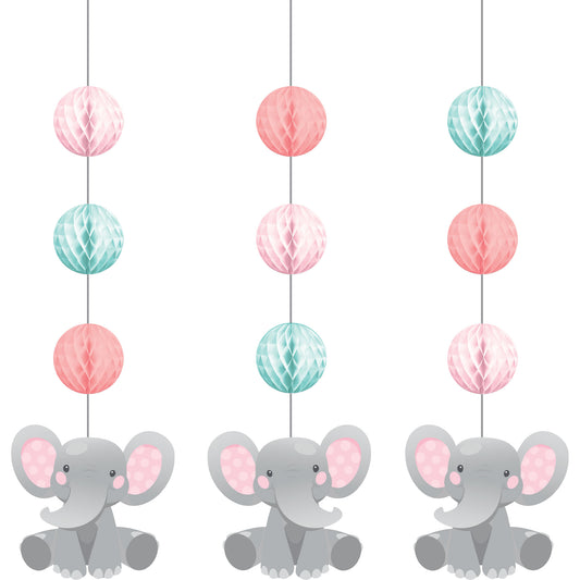 Enchanting Elephant Girl Hanging Honeycomb & Cutouts Decorations