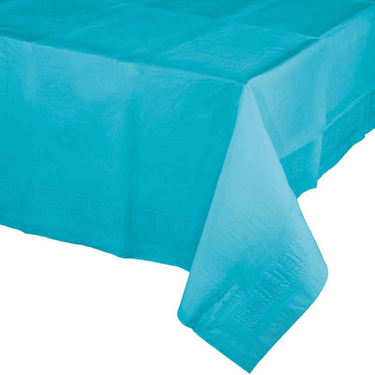 Bermuda Blue Tablecover Tissue & Plastic Back 137cm x 274cm