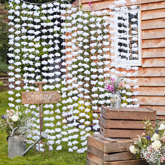 Rustic Country Backdrop Floral Photobooth White