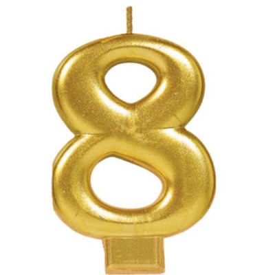 Candle Numeral Moulded Metallic Gold #8