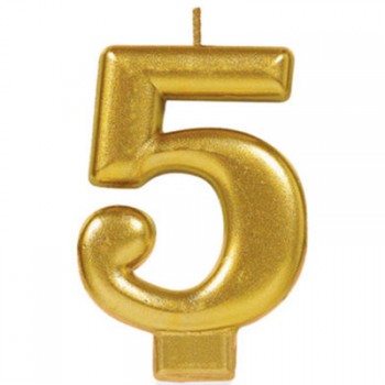 Candle Numeral Moulded Metallic Gold #5