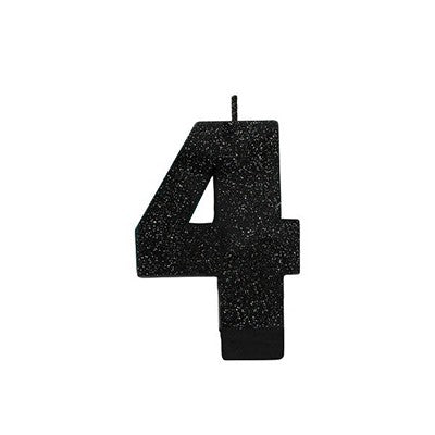 Candle Numeral Glitter Black #4