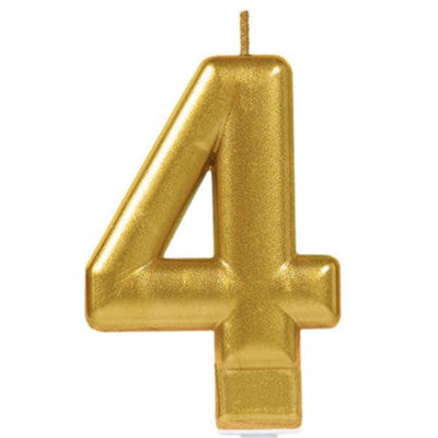 Candle Numeral Moulded Metallic Gold #4