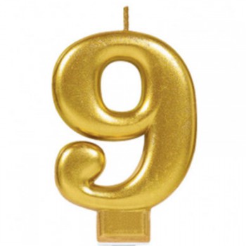 Candle Numeral Moulded Metallic Gold #9