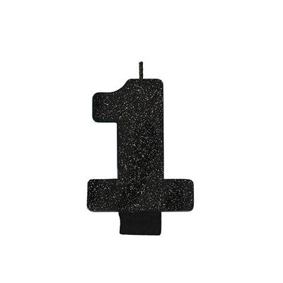 Candle Numeral Glitter Black #1