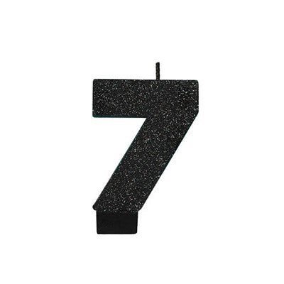 Candle Numeral Glitter Black #7