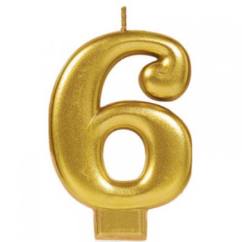 Candle Numeral Moulded Metallic Gold #6