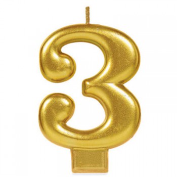 Candle Numeral Moulded Metallic Gold #3