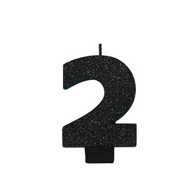 Candle Numeral Glitter Black #2