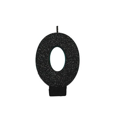 Candle Numeral Glitter Black #0
