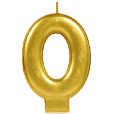 Candle Numeral Moulded Metallic Gold #0