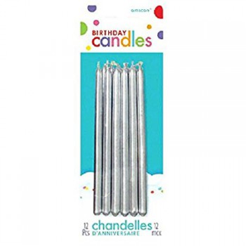 Birthday Taper Candles Silver