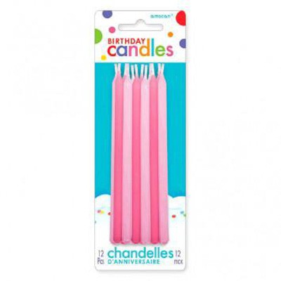 Pink Birthday Taper Candles
